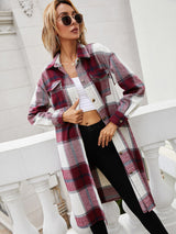 BEAUTIFUL I AM Plaid Longline Shirt Jacket