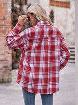 BEAUTIFUL I AM Plaid Dropped Shoulder Longline Shirt