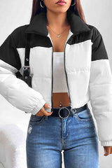 BEAUTIFUL I AM Collared Neck Color Block Puffer Jacket