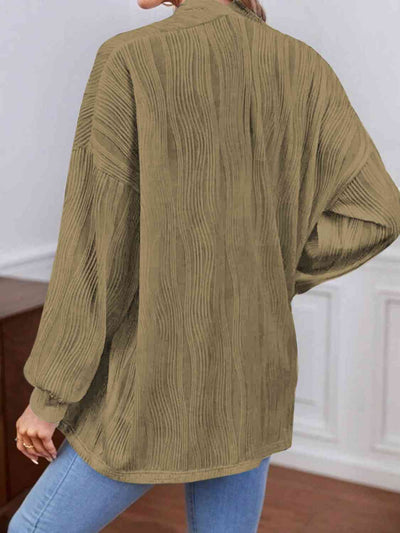 BEAUTIFUL I AM Open Front Lantern Sleeve Cardigan