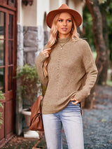 BEAUTIFUL I AM Mock Neck Dropped Shoulder Sweater