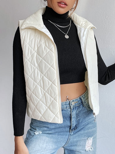 BEAUTIFUL I AM Zip-Up Collared Vest Jacket