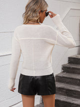 BEAUTIFUL I AM V-Neck Dropped Shoulder Long Sleeve Knit Top Sweater