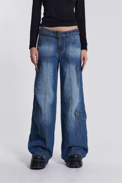 BEAUTIFUL I AM Button Fly Washed Jeans