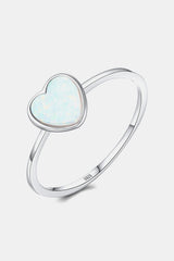 BEAUTIFUL I AM Opal Heart Jewelry 925 Sterling Silver Ring