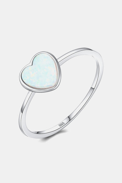 BEAUTIFUL I AM Opal Heart Jewelry 925 Sterling Silver Ring