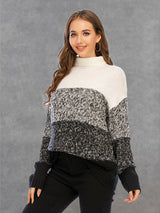 BEAUTIFUL I AM Color Block Turtleneck Sweater