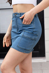 BEAUTIFUL I AM High Waist Pocketed Denim Skirt Dress