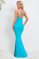 BEAUTIFUL I AM Crisscross Spaghetti Strap Fishtail Dress