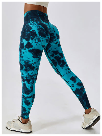 BEAUTIFUL I AM Tie Dye Wide Waistband Active Leggings Active Wear