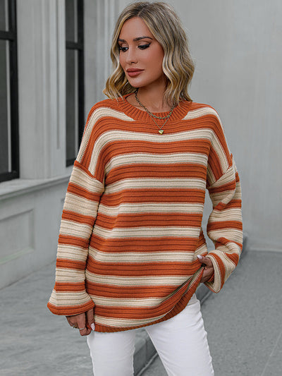 BEAUTIFUL I AM Striped Dropped Shoulder Sweater