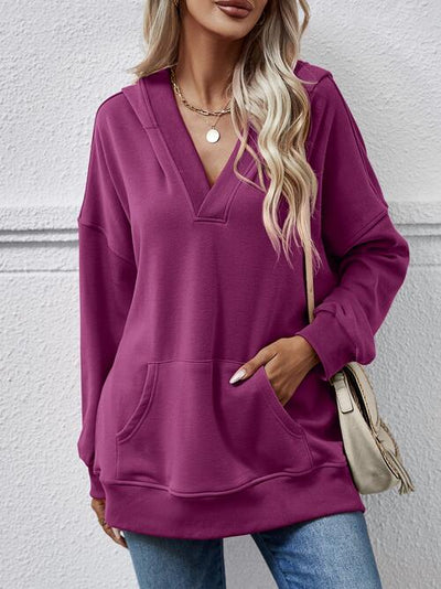 BEAUTIFUL I AM V-Neck Drop Shoulder Long Sleeve Hoodie