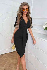 BEAUTIFUL I AM Ruched Short Sleeve Dress