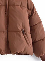 BEAUTIFUL I AM Zip Up Drawstring Winter Jacket Coat with Pockets