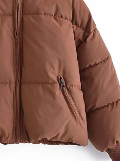 BEAUTIFUL I AM Zip Up Drawstring Winter Jacket Coat with Pockets