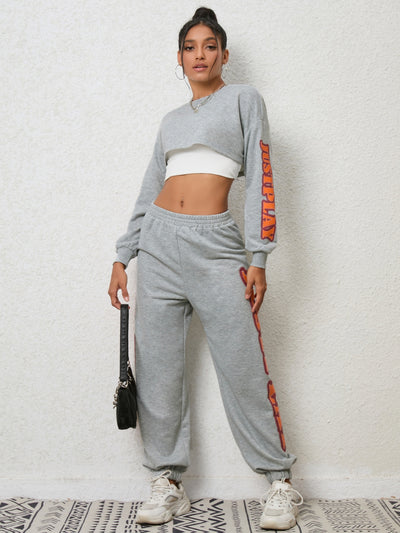 BEAUTIFUL I AM Cropped Sweatshirt and Sweatpants Joggers Set