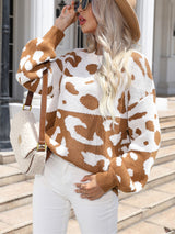 BEAUTIFUL I AM Leopard Drop Shoulder Sweater