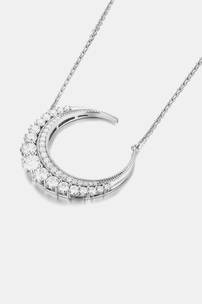 BEAUTIFUL I AM 1.8 Carat Moissanite Jewelry Crescent Moon Shape Pendant Necklace