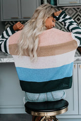 BEAUTIFUL I AM Color Block Boat Neck Dropped Shoulder Sweater