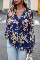 BEAUTIFUL I AM Floral Print Flounce Sleeve Blouse Shirt