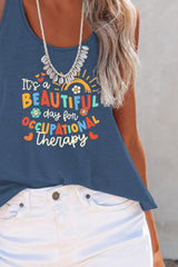 BEAUTIFUL I AM Full Size Letter Graphic Scoop Neck Tank Shirt