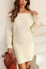 BEAUTIFUL I AM Cable-Knit Boat Neck Sweater Dress