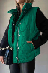 BEAUTIFUL I AM Collared Neck Vest Jacket with Pockets