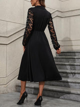 BEAUTIFUL I AM Crochet Long Sleeve Surplice Dress