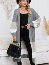 BEAUTIFUL I AM Color Block Long Sleeve Pocketed Cardigan