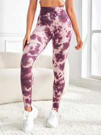 BEAUTIFUL I AM Tie-Dye Wide Waistband Active Wear Leggings