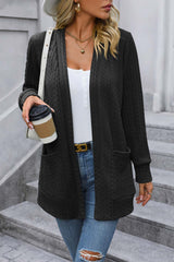 BEAUTIFUL I AM Cable-Knit Long Sleeve Cardigan with Pocket