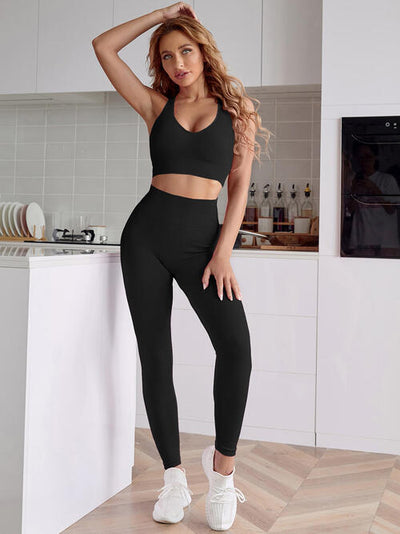 BEAUTIFUL I AM Sport Tank and Leggings Active Wear Set