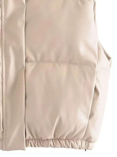 BEAUTIFUL I AM PU Leather Zip Up Drawstring Jacket Vest