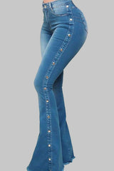 BEAUTIFUL I AM Button Detail Flare Jeans