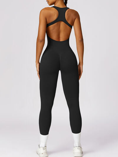 BEAUTIFUL I AM Cutout Racerback Active Wear Jumpsuit