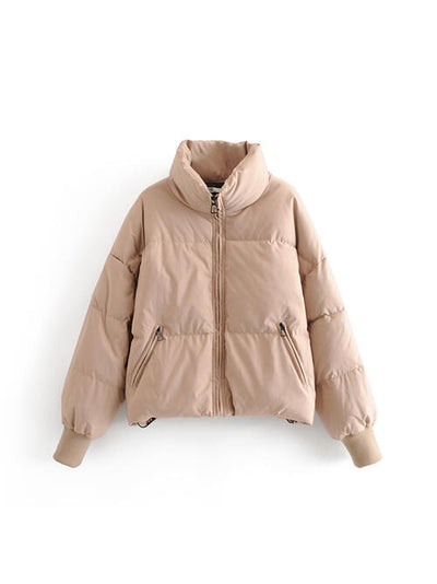 BEAUTIFUL I AM Zip Up Drawstring Winter Jacket Coat with Pockets