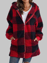 BEAUTIFUL I AM Plaid Zip-Up Hooded Jacket with Pockets