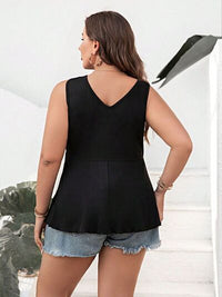 BEAUTIFUL I AM Plus Size Crisscross V-Neck Peplum Tank