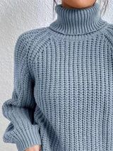 BEAUTIFUL I AM Full Size Turtleneck Rib-Knit Slit Sweater