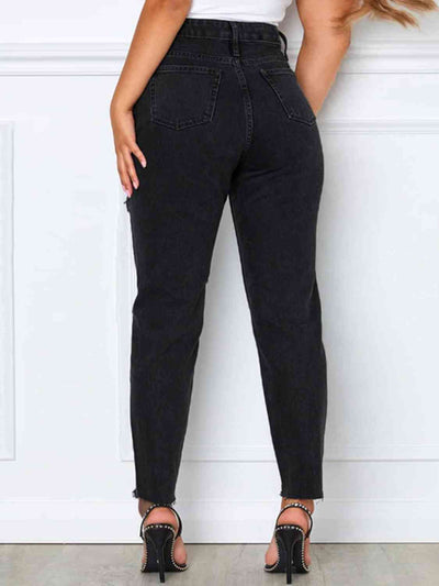 BEAUTIFUL I AM Distressed High Waist Straight Jeans