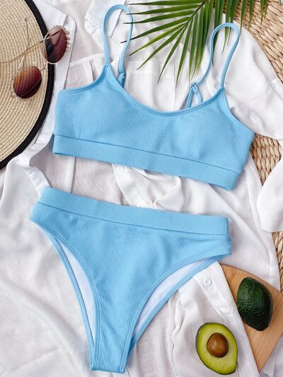 BEAUTIFUL I AM Scoop Neck Spaghetti Strap Two-Piece Swim Set