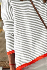 BEAUTIFUL I AM Striped Round Neck Drop Shoulder Shirt