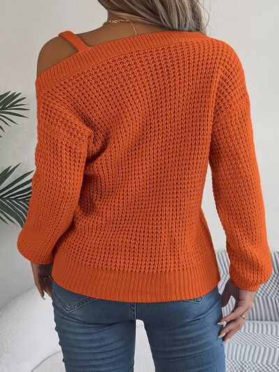 BEAUTIFUL I AM Asymmetrical Neck Long Sleeve Sweater