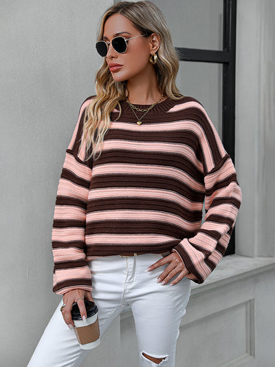 BEAUTIFUL I AM Striped Dropped Shoulder Sweater