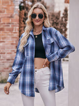 BEAUTIFUL I AM Plaid Dropped Shoulder Longline Shirt