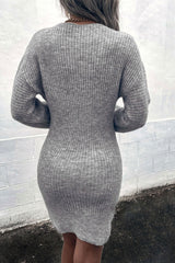 BEAUTIFUL I AM Ribbed Long Sleeve Sweater Dress