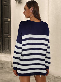 BEAUTIFUL I AM Striped Round Neck Long Sleeve Sweater