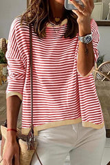 BEAUTIFUL I AM Striped Round Neck Drop Shoulder Shirt