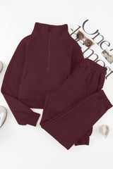 BEAUTIFUL I AM Half-Zip Sports Active Wear Set with Pockets