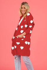 BEAUTIFUL I AM Heart Graphic Open Front Cardigan with Pockets